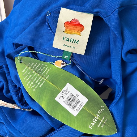 Farm Rio Knotted Cutout Long Sleeve Dress in Medium Blue - Picture 6 of 7